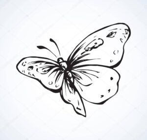 Tekniong van een vlinder in zwart en wit