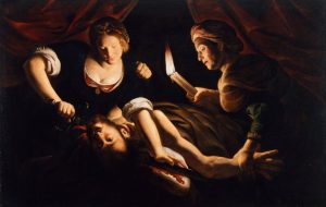 Schilderij van Ariana Gentileschi met Judith en een medeplichtige vrouw die Holofernes onthoofdt